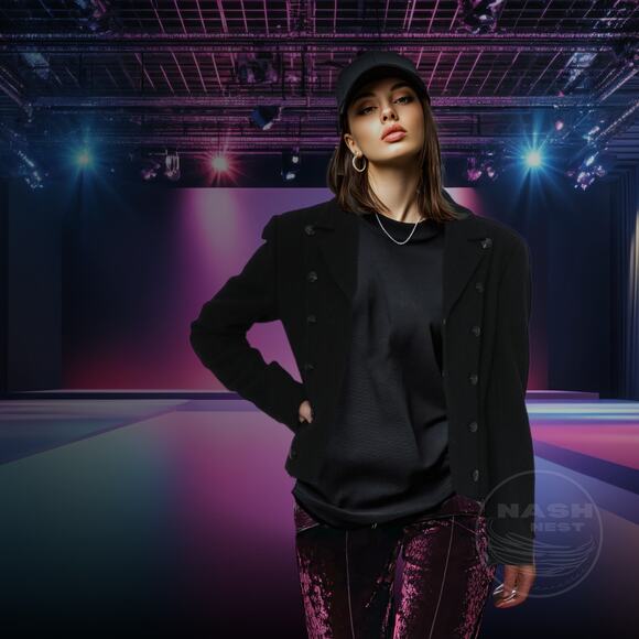 CHANEL 03C Black Cropped Bouclé Jacket (Style P20335V11746) | Military S FR 36 - Picture 12 of 15